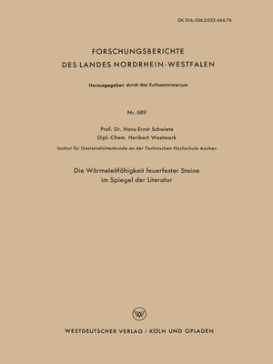cover image of Die Wärmeleitfähigkeit feuerfester Steine im Spiegel der Literatur